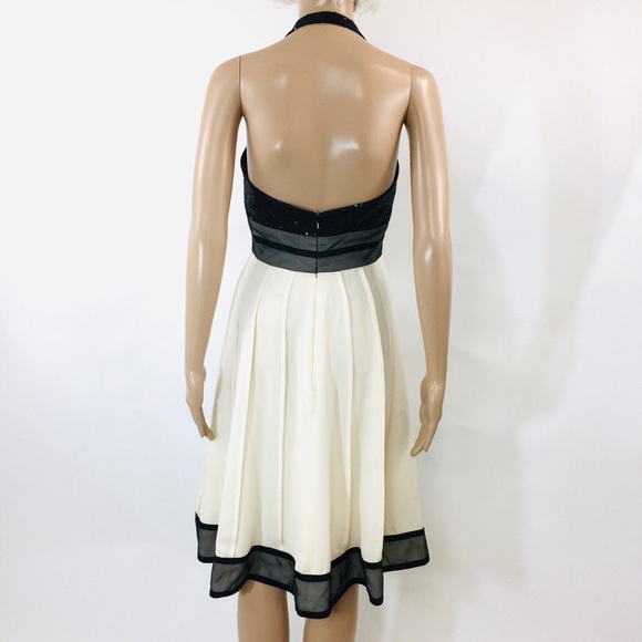 Carmen Marc Volvo Collection Silk Sequined Halter Neck Cocktail Dress - Picture 6 of 7